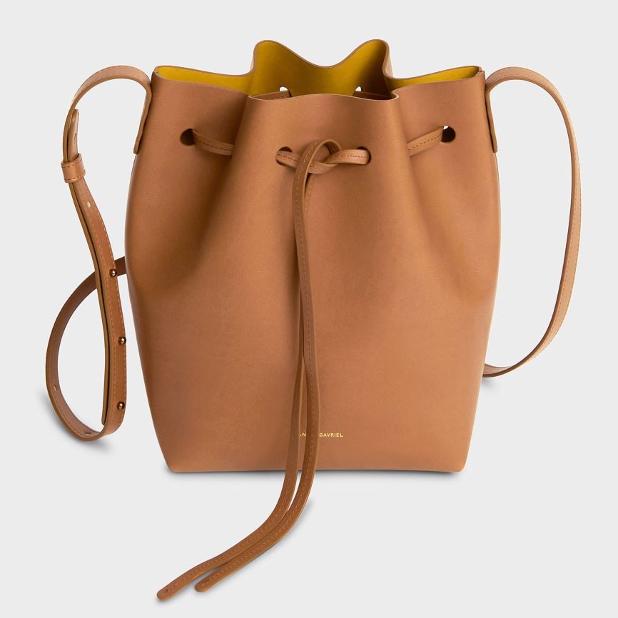 Women's Mansur Gavriel Apple Leather Mini Bucket Bags Brown | AU 67M8ST